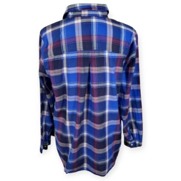 OLD NAVY CLASSICS BUTTON DOWN SHIRT BLUE & RED PLAID SZ.L EUC. - Picture 6 of 8